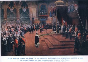 Staatsbesuch von Königin Victoria auf der Glasgow International Exhibition (22. August 1888), aus Cassells Geschichte des britischen Volkes, veröffentlicht von der Waverley Book Company Limited, ca. 1940